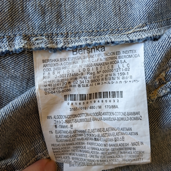 Bershka Distressed Light Wash Collared Crop Denim Vest Size M - Picture 8 of 10